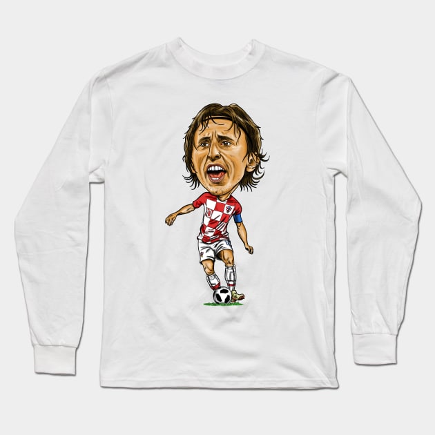 Luka Modric caricature Long Sleeve T-Shirt by tabslabred